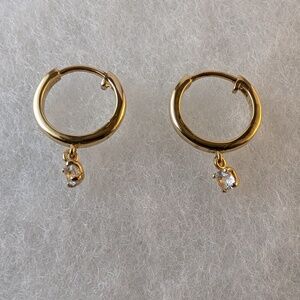 Mejuri Gold and Topaz Hoop Earrings